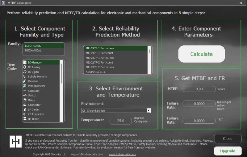Free MTBF Calculator reliability prediction software
